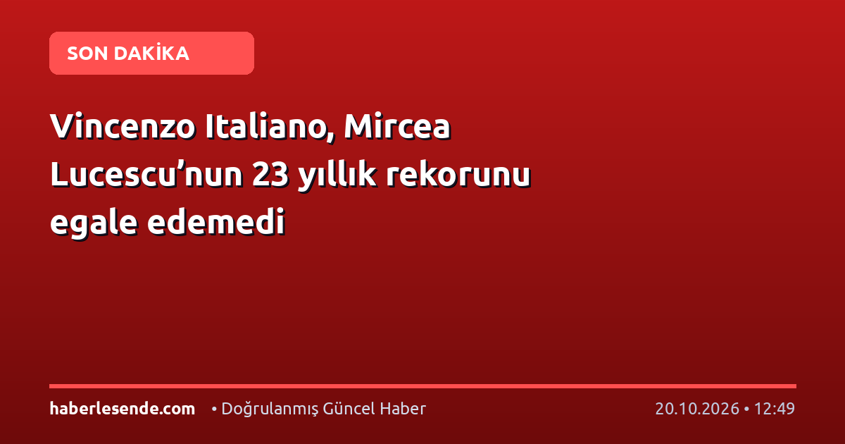 Vincenzo Italiano, Mircea Lucescu’nun 23 yıllık rekorunu egale edemedi