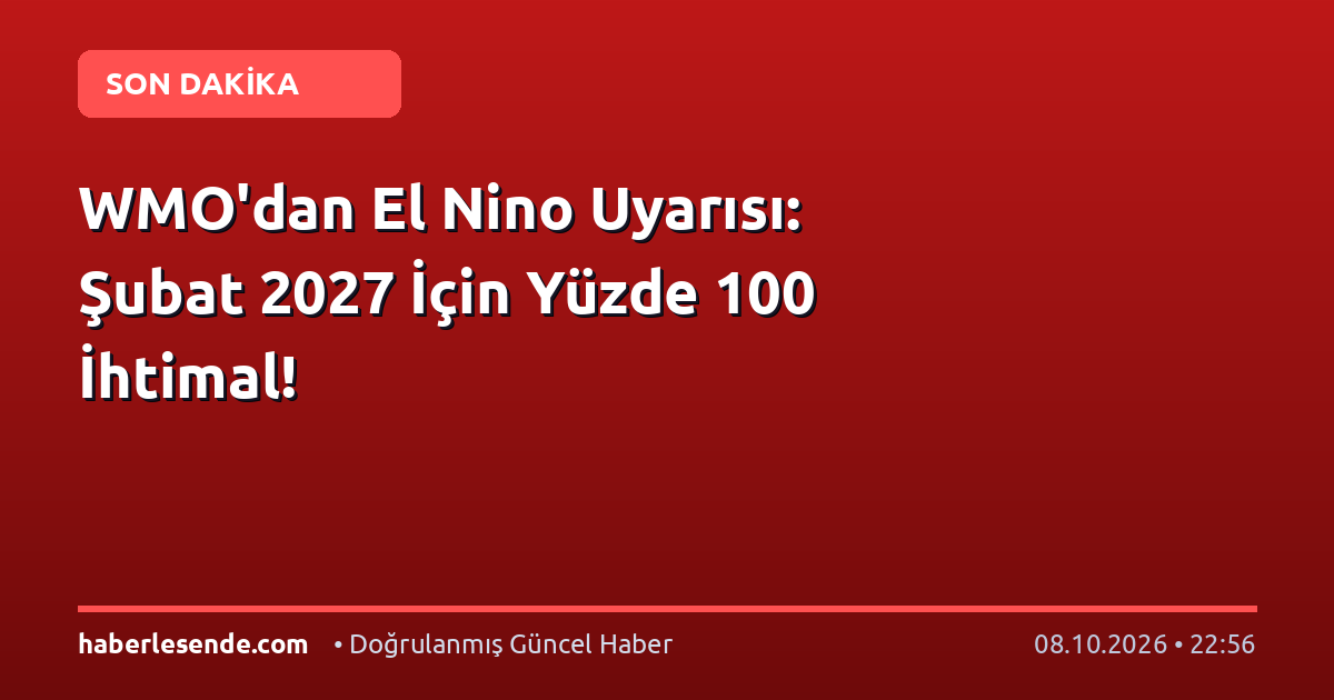 WMO'dan El Nino Uyarısı: Şubat 2027 İçin Yüzde 100 İhtimal!