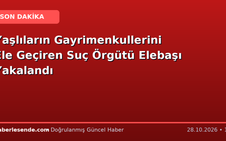 Yaşlıların Gayrimenkullerini Ele Geçiren Suç Örgütü Elebaşı Yakalandı