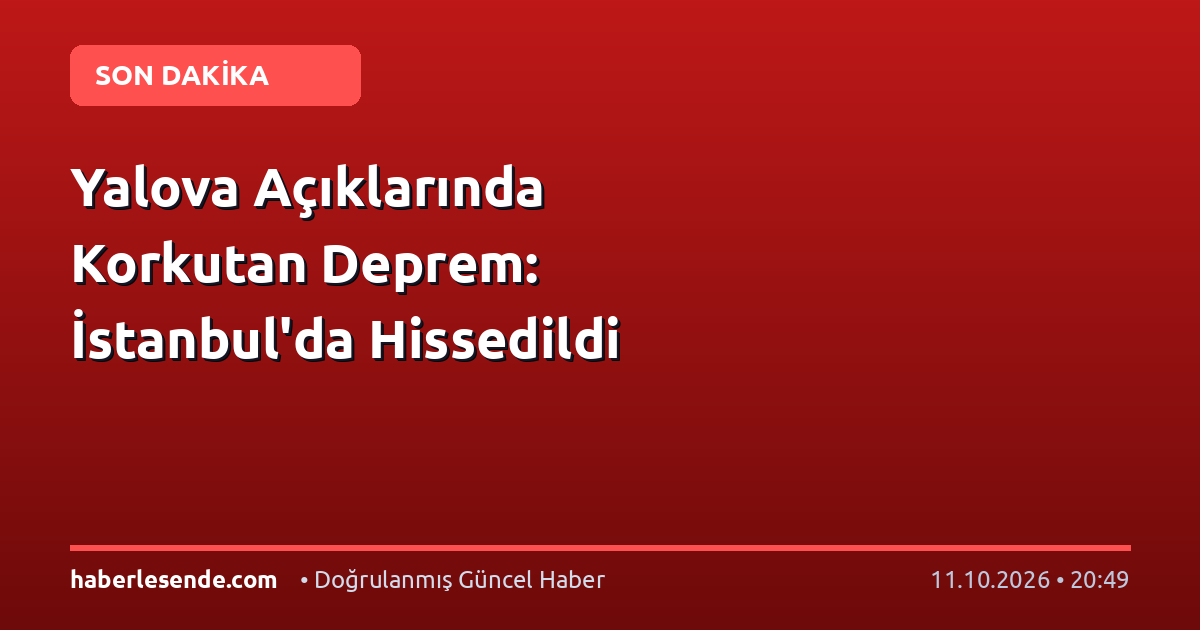 Yalova Açıklarında Korkutan Deprem: İstanbul'da Hissedildi