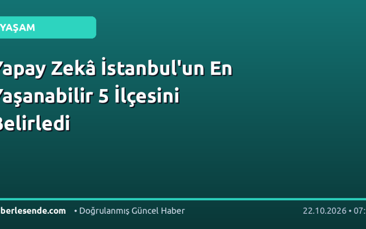 Yapay Zekâ İstanbul'un En Yaşanabilir 5 İlçesini Belirledi