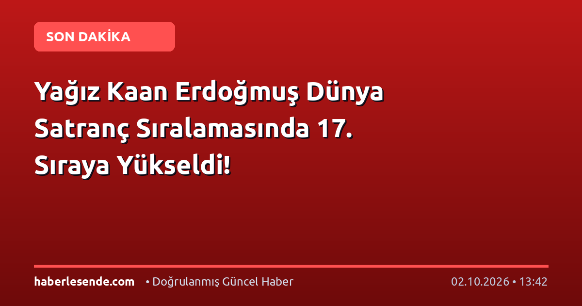 Yağız Kaan Erdoğmuş Dünya Satranç Sıralamasında 17. Sıraya Yükseldi!