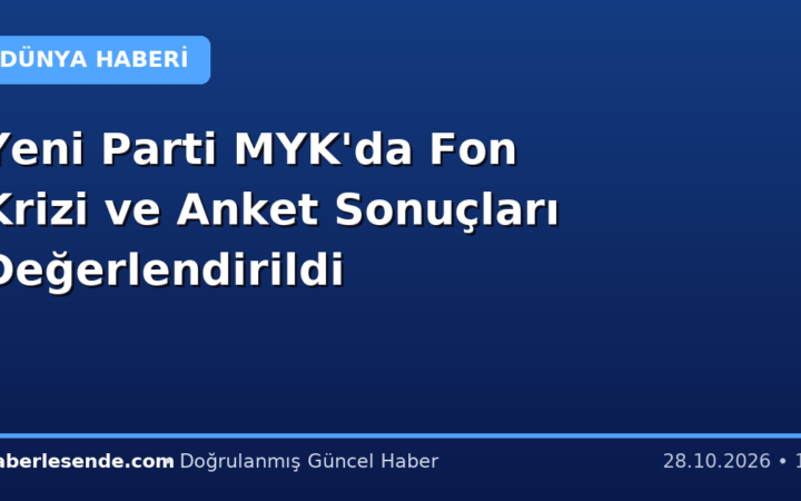 Yeni Parti MYK'da Fon Krizi ve Anket Sonuçları Değerlendirildi
