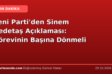 Yeni Parti'den Sinem Dedetaş Açıklaması: Görevinin Başına Dönmeli