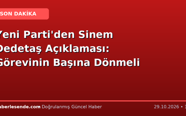 Yeni Parti'den Sinem Dedetaş Açıklaması: Görevinin Başına Dönmeli