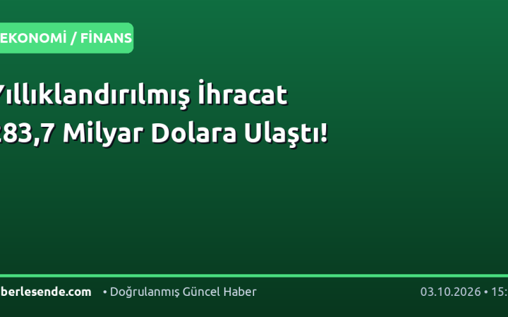 Yıllıklandırılmış İhracat 283,7 Milyar Dolara Ulaştı!