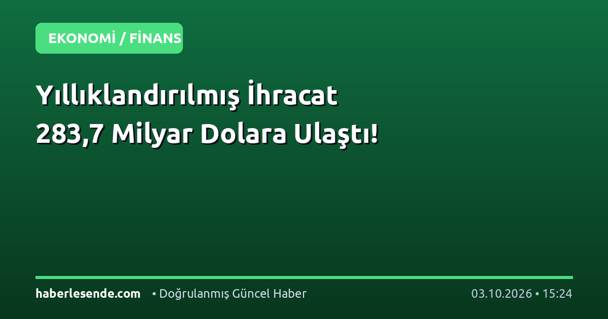Yıllıklandırılmış İhracat 283,7 Milyar Dolara Ulaştı!