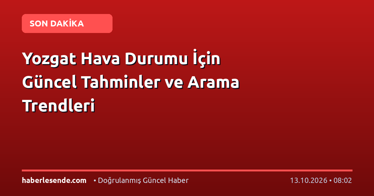 Yozgat Hava Durumu İçin Güncel Tahminler ve Arama Trendleri