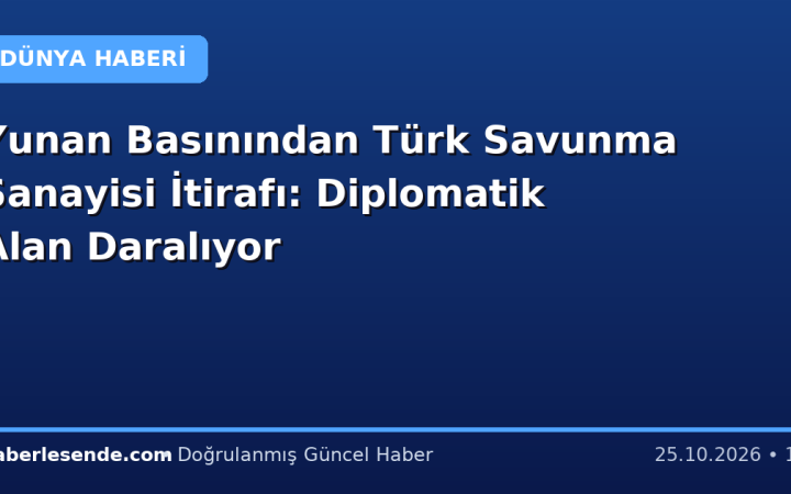 Yunan Basınından Türk Savunma Sanayisi İtirafı: Diplomatik Alan Daralıyor