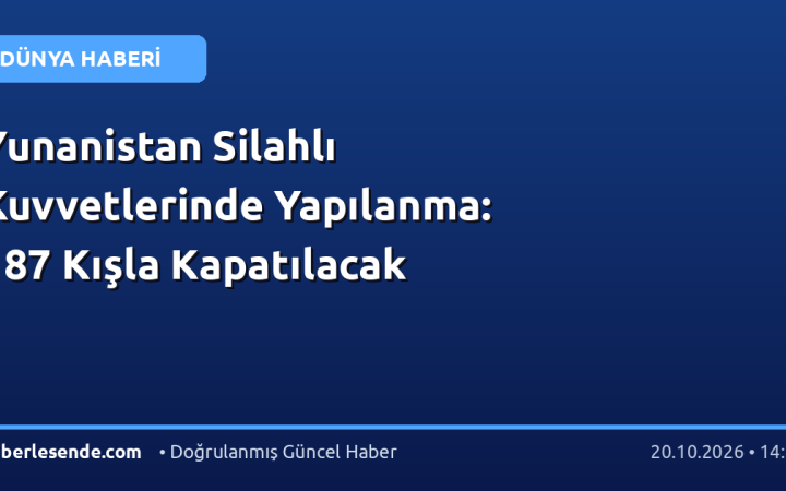 Yunanistan Silahlı Kuvvetlerinde Yapılanma: 187 Kışla Kapatılacak