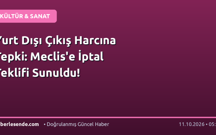 Yurt Dışı Çıkış Harcına Tepki: Meclis'e İptal Teklifi Sunuldu!