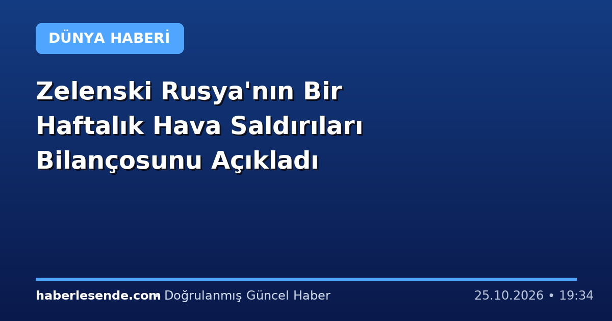 Zelenski Rusya'nın Bir Haftalık Hava Saldırıları Bilançosunu Açıkladı