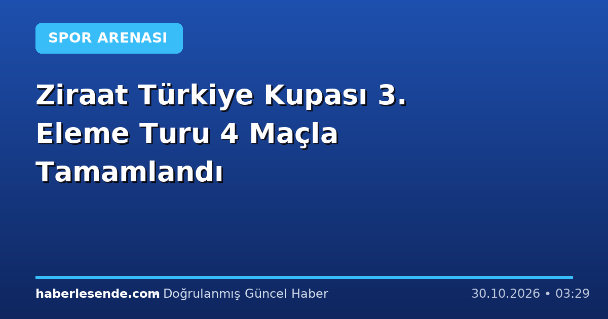 Ziraat Türkiye Kupası 3. Eleme Turu 4 Maçla Tamamlandı