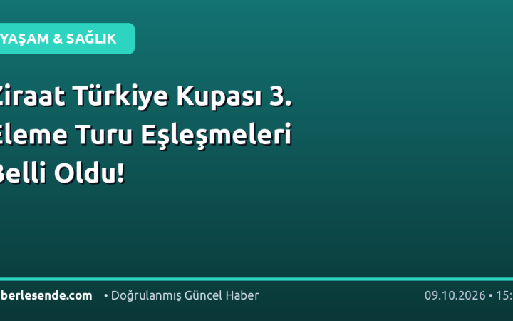 Ziraat Türkiye Kupası 3. Eleme Turu Eşleşmeleri Belli Oldu!