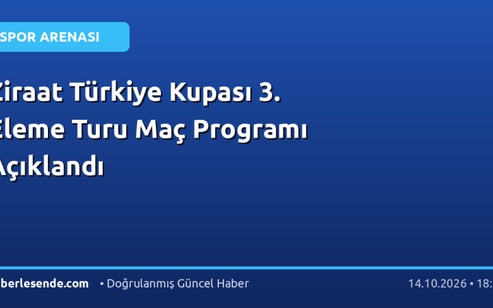 Ziraat Türkiye Kupası 3. Eleme Turu Maç Programı Açıklandı