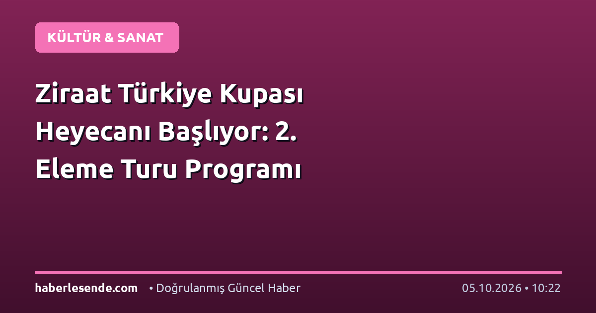 Ziraat Türkiye Kupası Heyecanı Başlıyor: 2. Eleme Turu Programı