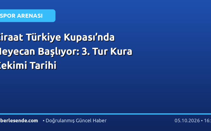 Ziraat Türkiye Kupası’nda Heyecan Başlıyor: 3. Tur Kura Çekimi Tarihi