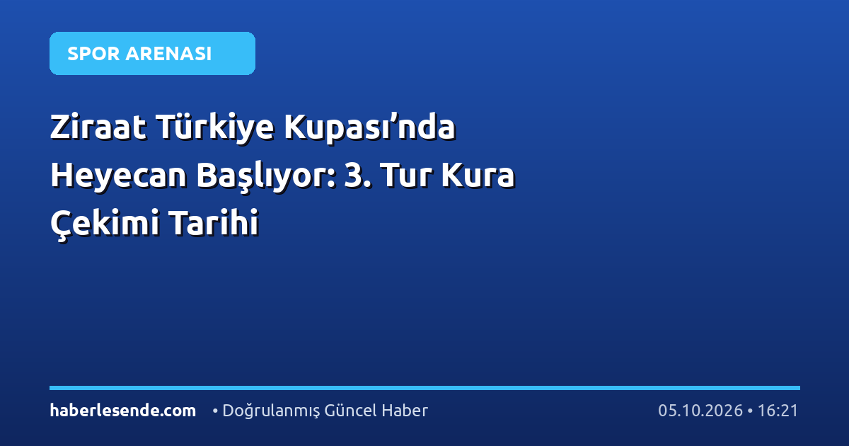 Ziraat Türkiye Kupası’nda Heyecan Başlıyor: 3. Tur Kura Çekimi Tarihi
