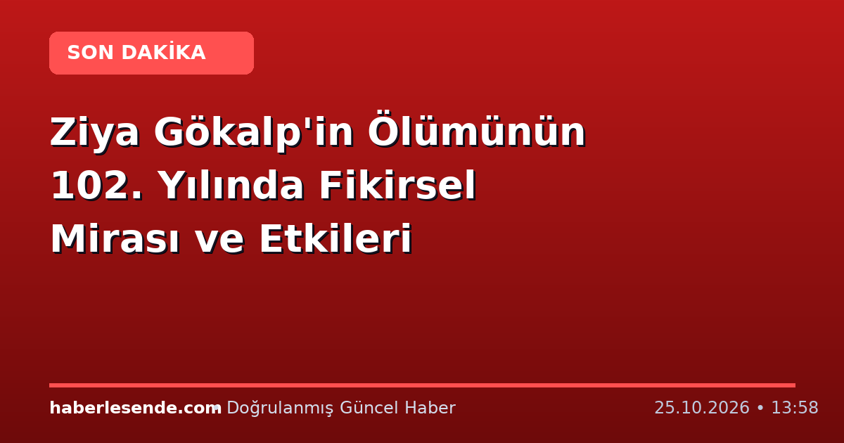 Ziya Gökalp'in Ölümünün 102. Yılında Fikirsel Mirası ve Etkileri