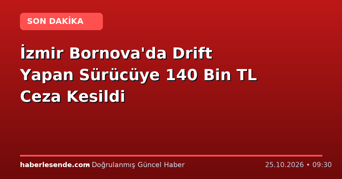 İzmir Bornova'da Drift Yapan Sürücüye 140 Bin TL Ceza Kesildi