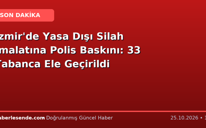 İzmir'de Yasa Dışı Silah İmalatına Polis Baskını: 33 Tabanca Ele Geçirildi