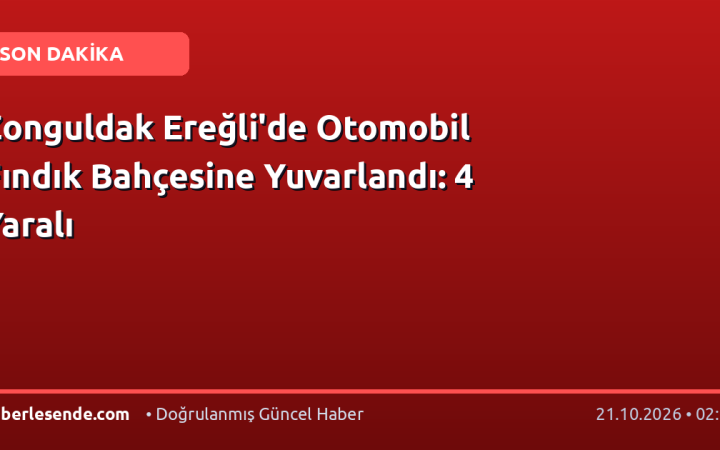 Zonguldak Ereğli'de Otomobil Fındık Bahçesine Yuvarlandı: 4 Yaralı
