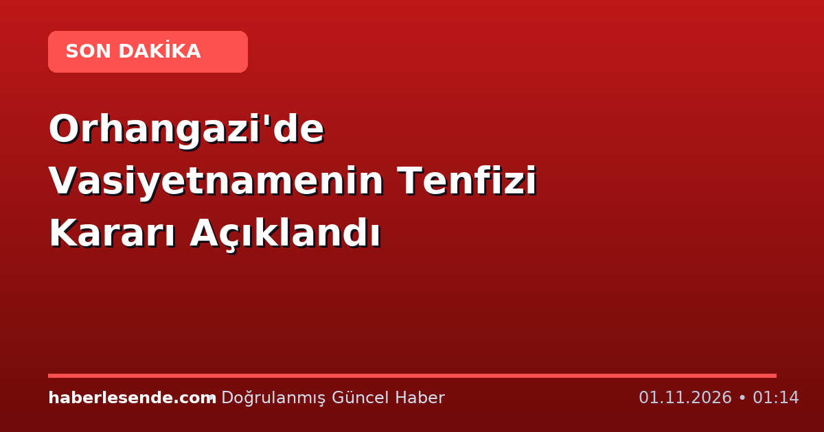 Orhangazi'de Vasiyetnamenin Tenfizi Kararı Açıklandı